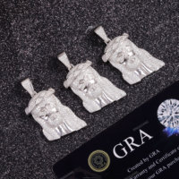 Nuevo Diseño, Colgantes y Dijes con Incrustaciones de Diamantes, Rostro de Jesús, Estilo Hip Hop, Plata de Ley 925, Diamante VVS, Moissanita