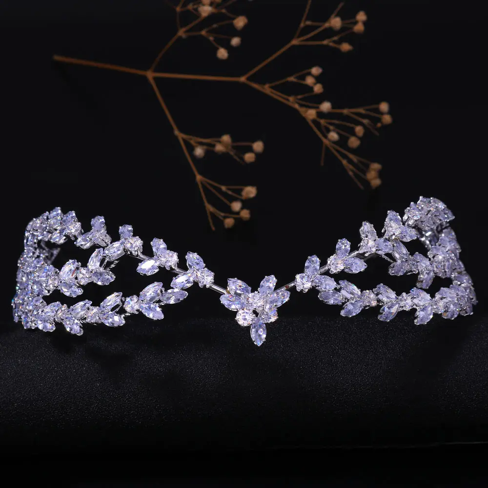 Bijoux de tête en forme de fleur avec zircon, épingle à cheveux, cubique, pour bijoux de mariée, 1 pièce