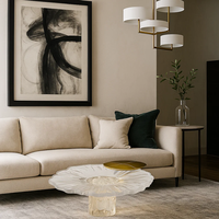 JingYue dessus de table élégant en résine transparente de luxe personnalisée meubles artisanaux pour espaces commerciaux hôtels salons