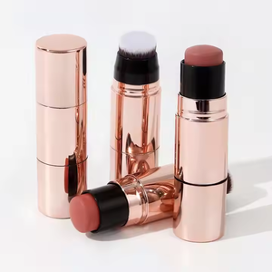 Maquillage de haute qualité cosmétique crémeux longue durée étanche à la transpiration avec pinceau <span class=keywords><strong>rose</strong></span> <span class=keywords><strong>rose</strong></span> doré 3-en-1 fard à joues - Product Image 1