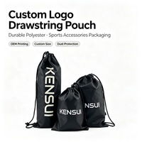 Sac de rangement en polyester imperméable noir, petit, multifonctionnel, avec cordon de serrage, personnalisable avec logo, pour accessoires de sport