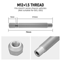 Kit de Conversión de Pernos y Tuercas de Rueda BEVINSEE de 75 mm M12x1.5 para BMW E90 E91 E92 E93 2006/2007-Presente
