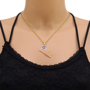 Collares de Acero Inoxidable con <span class=keywords><strong>Mapa</strong></span> Nacional de <span class=keywords><strong>Liberia</strong></span>, África Occidental, Joyería de Moda Impermeable, Venta al por Mayor para Hombres y Mujeres - Product Image 3