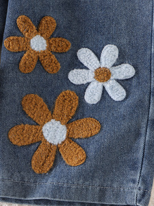 Ensemble mode été 2026 pour filles : Haut court kaki à manches courtes et pantalon en jean imprimé – Nouvelle collection tendance - Product Image 3