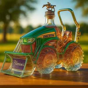 Botella <span class=keywords><strong>de</strong></span> Vino <span class=keywords><strong>de</strong></span> Vidrio Soplado a Mano con Diseño Moderno <span class=keywords><strong>de</strong></span> Tractor John Deere, Transparente, para Fiestas, 401-500 ml - Product Image 2