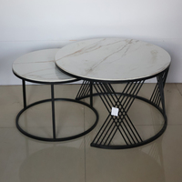 Ensemble de table basse ronde moderne meubles de maison table de salon table d'appoint en dalle de roche simple