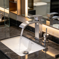 Robinet de lavabo cascade à levier unique en acier inoxydable 304 avec tuyau de sortie d'eau en acier inoxydable 201 pour salle de bain