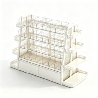 Étagère Gondole Double Face en Acier Blanc pour Snacks, Présentoir Alimentaire Multi-Niveaux pour Épicerie, Duty-Free, Magasin de Proximité, Commerce de Détail