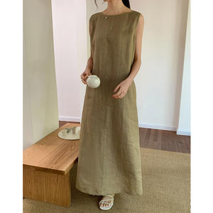 Abito <span class=keywords><strong>da</strong></span> <span class=keywords><strong>donna</strong></span> <span class=keywords><strong>in</strong></span> puro <span class=keywords><strong>lino</strong></span> o-collo senza maniche a-line abito lungo allentato Summer Beach Wear <span class=keywords><strong>abiti</strong></span> <span class=keywords><strong>da</strong></span> <span class=keywords><strong>donna</strong></span> - Product Image 4