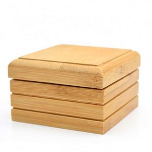 Natural <b>Bamboo</b> <b>Soap</b> Box Container Holder Bathroom Square <b>Soap</b> <b>Dish</b> With Lid - Product Image 1