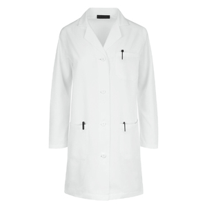Bata de laboratorio de tela de sarga de algodón y poliéster blanca para mujer, con bordado de detección de agujas, uniforme de farmacéutica para consulta hospitalaria - Product Image 1