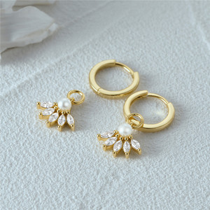 Pendientes de Perlas de Circonio CANNER, Oro de 18K, Plata de Ley 925, Forma de Ojo Marquesa, Pendientes de Aro con Diamantes y Perlas para Mujer, Regalos - Product Image 3