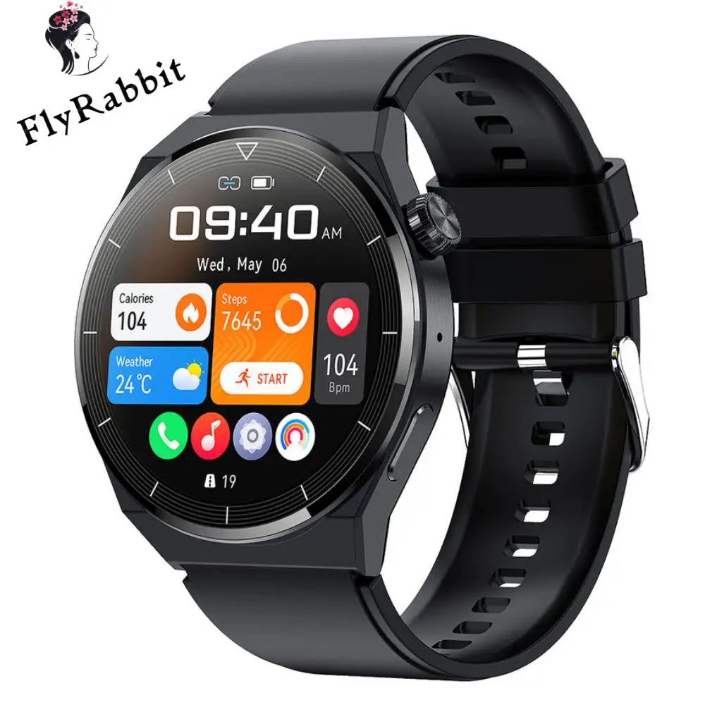 Flyrabbit para Huawei Xiaomi GT3 Pro reloj inteligente para hombre, pantalla AMOLED, frecuencia cardíaca, llamada Bluetooth, IP68, reloj inteligente resistente al agua, novedad de 2024