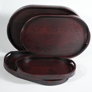 New Chinese and Japanese style <b>tea</b> <b>tray</b>/<b>tray</b>, imitation wood plastic oval shape, household imitation wood barbecue <b>tray</b>/water - Product Image 3