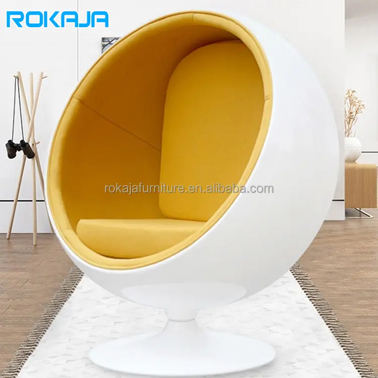 Chaise longue Egg de style moderne Chaise longue simple ronde en forme de boule en fibre de verre avec son Salon Canapé simple Chaise longue