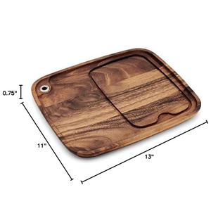 Plato para carne <span class=keywords><strong>de</strong></span> madera <span class=keywords><strong>de</strong></span> acacia con canal para jugo - Vajilla ecológica apta para lavavajillas - Product Image 5