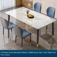 Table à manger en pierre frittée de luxe léger, rectangulaire, aspect marbre, plateau en pierre, pieds en métal noir et or, table de cuisine moderne minimaliste