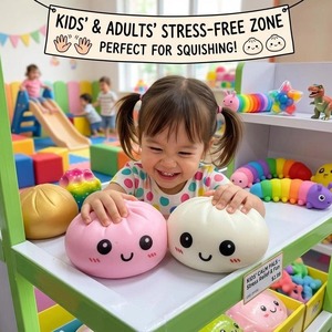 Juguete Blandito de Material TPR de 85mm con Forma de Pan al Vapor - Juguete Antiestrés para Niños para Aliviar el Estrés y la Emoción - Product Image 2