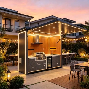 Pérgola Rectangular Moderna de Acero, Gazebo para Cocina, Estructura de Protección Solar para Patio y Jardín, con 1 Año de Garantía, para Terraza de Villa - Product Image 1