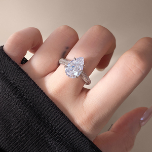 Pear Cut Sparkling Zircon 18K Gold Plated Engagement Ring for Women Classic Style Jewelry - Product Image 6