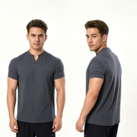 T-shirt de course à séchage rapide pour homme, respirant, décontracté, sportif, 65% coton, élastique, deux types de cols, personnalisation du logo