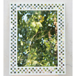 <span class=keywords><strong>Miroir</strong></span> décoratif pour la maison en forme de rectangle, en verre mosaïque coquillage <span class=keywords><strong>blanc</strong></span> et beige, fabriqué en usine - Product Image 2