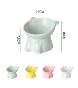 Ceramic <b>Light</b> Green Pet <b>Dogs</b> Cats Bowl High Foot Pet Feeder Bowl for Neck Protection - Product Image 6