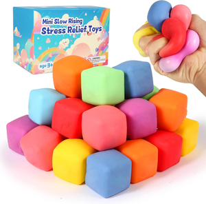 Slow Rising Stress Cube Dough Stress Balls Soft Fidget <b>Squishy</b> Toys for Anxiety Relief - Product Image 1