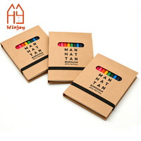 Ensemble de cahiers en papier kraft avec logo personnalisé, crayons de couleur, bande élastique, cahier recyclé, papeterie promotionnelle, cadeau
