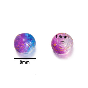 Perles de verre craquelées dorées éclatantes de 8 mm, perles dispersées pour la fabrication de bracelets DIY, fournitures de bijouterie artisanale - Product Image 2