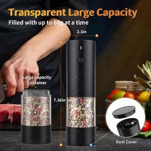 Electric <b>Salt</b> Pepper Grinder Set USB Rechargeable Warm LED Light Adjustable <b>Coarseness</b> Lidaop Large Capacity Automatic - Product Image 2