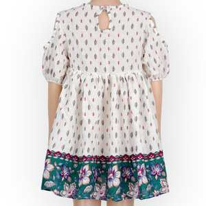 Vêtements pour bébé fille à manches courtes avec personnalisation d'impression numérique, robe d'été florale à épaules dénudées - Product Image 5