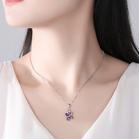 Kalung Liontin Kupu-kupu Mikro Pave Kristal CZ Ungu Berlapis Rhodium Perak Sterling 925 Berkualitas Tinggi Mylove Custom Grosir