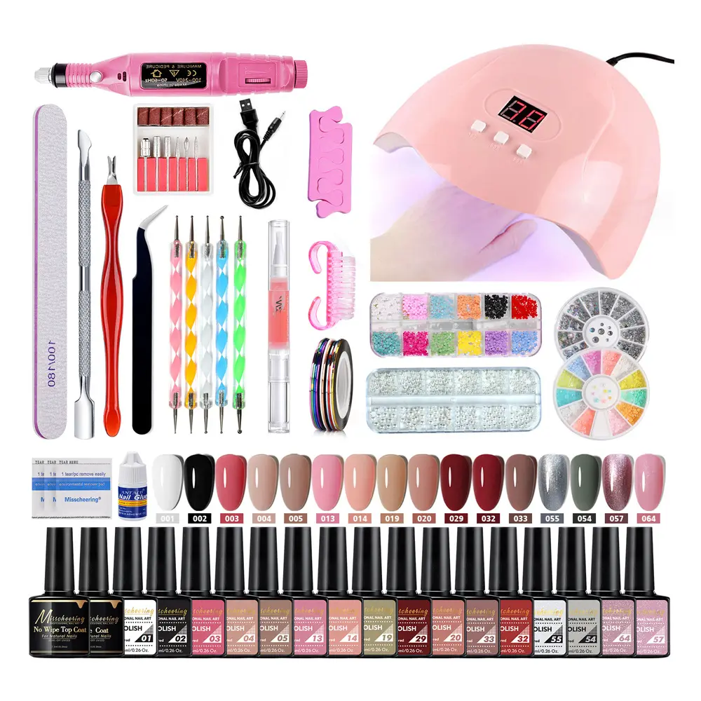 35pcs /set Colorful UV LED Nail Gel Portable Electric Nail Drill Machine and Tool Kits Manicure nail gel kits with dryer
