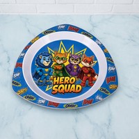 Assiette à dîner triangulaire en plastique pour enfants avec impression de dessin animé personnalisée, qualité alimentaire, sans BPA, PP, forme triangulaire, assiette pour tout-petits