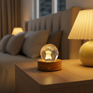 Offre Spéciale 3D Laser boule de cristal veilleuse Rechargeable tactile trois couleurs galaxie lampe verre lumière boule Base chambre d'enfants - Product Image 1