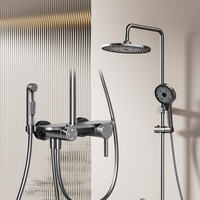 Ensemble de robinetterie de douche à effet pluie 3096 avec commande à bouton rotatif 4 fonctions et douchette à main, conception OEM, pour la rénovation de salles de bain d'hôtel