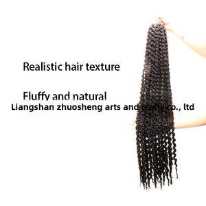 Perruque longue bouclée en soie basse température, double trame, tressée au crochet, 48 pouces, vente en gros directe usine, Shandong - Product Image 2
