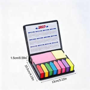 ปฏิทินตั้งโต๊ะแบบพกพา 2027 ชุดกระดาษโน้ตแบบติดได้ ตัวทำเครื่องหมายหน้าสีสันสดใส แถบธงดัชนี แผ่นบันทึกหลายขนาด สำหรับโรงเรียนและสำนักงาน - Product Image 2