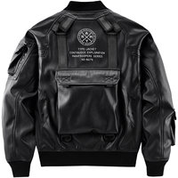 Blouson Bomber Moto Homme Noir Personnalisable avec Logo, Fermeture Éclair, Col Montant, Léger, Décontracté, Style Universitaire – Vente en Gros