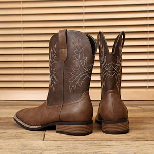 Bottes Western pour Hommes Grande Taille 16, Broderie Classique, Style Biker Rockabilly, Talon Carré, Bottes de Cowboy pour Hommes - Product Image 4