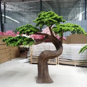 Bonsai podocarpus árvore artificial para jardim, enfeites de pinho falso 2m de altura para árvore de jardim