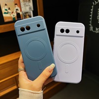 Étui magnétique liquide tout compris Google Pixel 8A Modèle 9A Étui de protection avec poignée de téléphone Étui de téléphone à ventouse en silicone