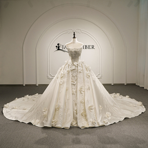 Vestido de Novia con Cuentas Gt26074, Corsé con Pedrería, Apliques Florales 3D, Vestido de Novia con Cola Larga, Jancember - Product Image 1