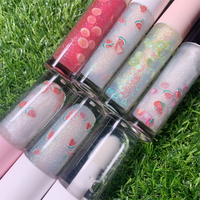Gloss à lèvres liquide personnalisé sans étiquette, faible MOQ, végétalien, sans cruauté, hydratant, doré transparent, haute brillance, étanche, sans parabène