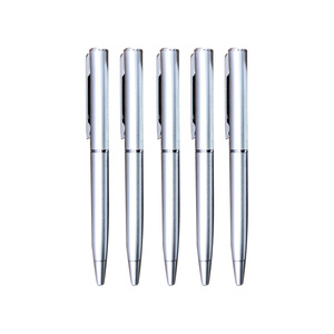 Length <strong>10cm</strong> Short Rotating Plastic Ballpoint <strong>Pens</strong> Custom Logo Simple Silver Color Plastic Advertising Signature <strong>Pens</strong> - Product Image 1