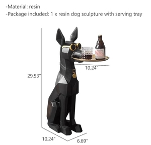 Dobermans geométricos <span class=keywords><strong>de</strong></span> resina con estatua <span class=keywords><strong>de</strong></span> bandeja <span class=keywords><strong>de</strong></span> servicio para decoración del hogar - Product Image 2