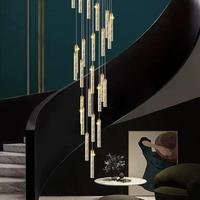 Lustre suspendu LED à intensité variable à trois couleurs changeantes en cristal K9 et acier inoxydable, style escalier en spirale, directement de l'usine, pour villa