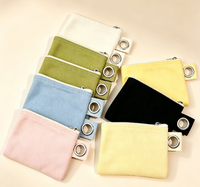 Dompet Kanvas Anti Maling dengan Resleting dan Gantungan Kunci Logam Lepas Pasang, Lapisan Katun untuk Menyimpan Aksesoris Kecil