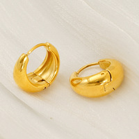 Boucles d'oreilles créoles épaisses en acier inoxydable 304 plaqué or 18 carats sous vide, créoles articulées lisses et arrondies 16 mm 18 mm, bijoux pour femmes